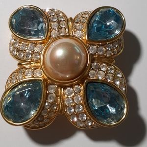 Vintage Nolan Miller Blue Topaz Glam Brooch